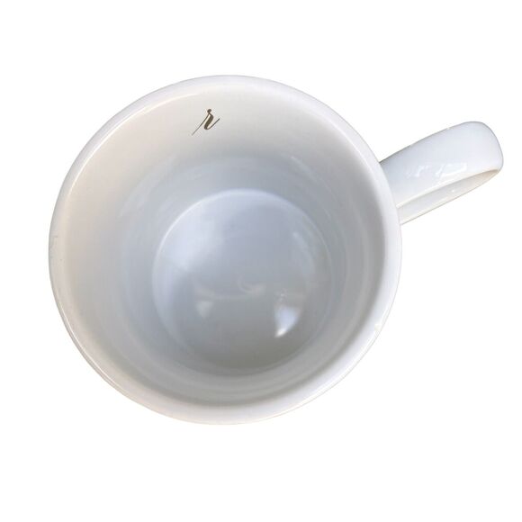 Pier 1 Monogram 'R' Large Mug White Gold Chrome Glam Coffee Gift Desk Pen Holder - Picture 3 of 10